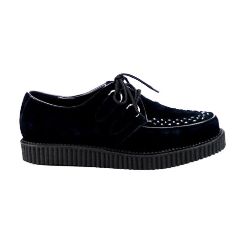 Sapatos Creepers Demonia Preço - Creeper-606 Couro Homem Branco Pretas