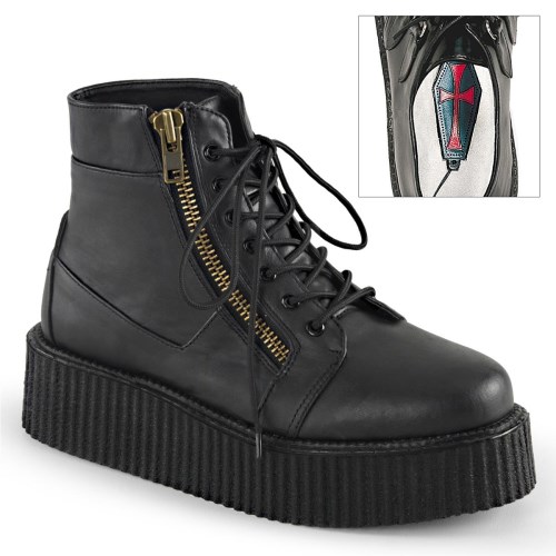 Sapato Demonia Creeper-602S Barato - Sapato Gotica Feminina Cinza