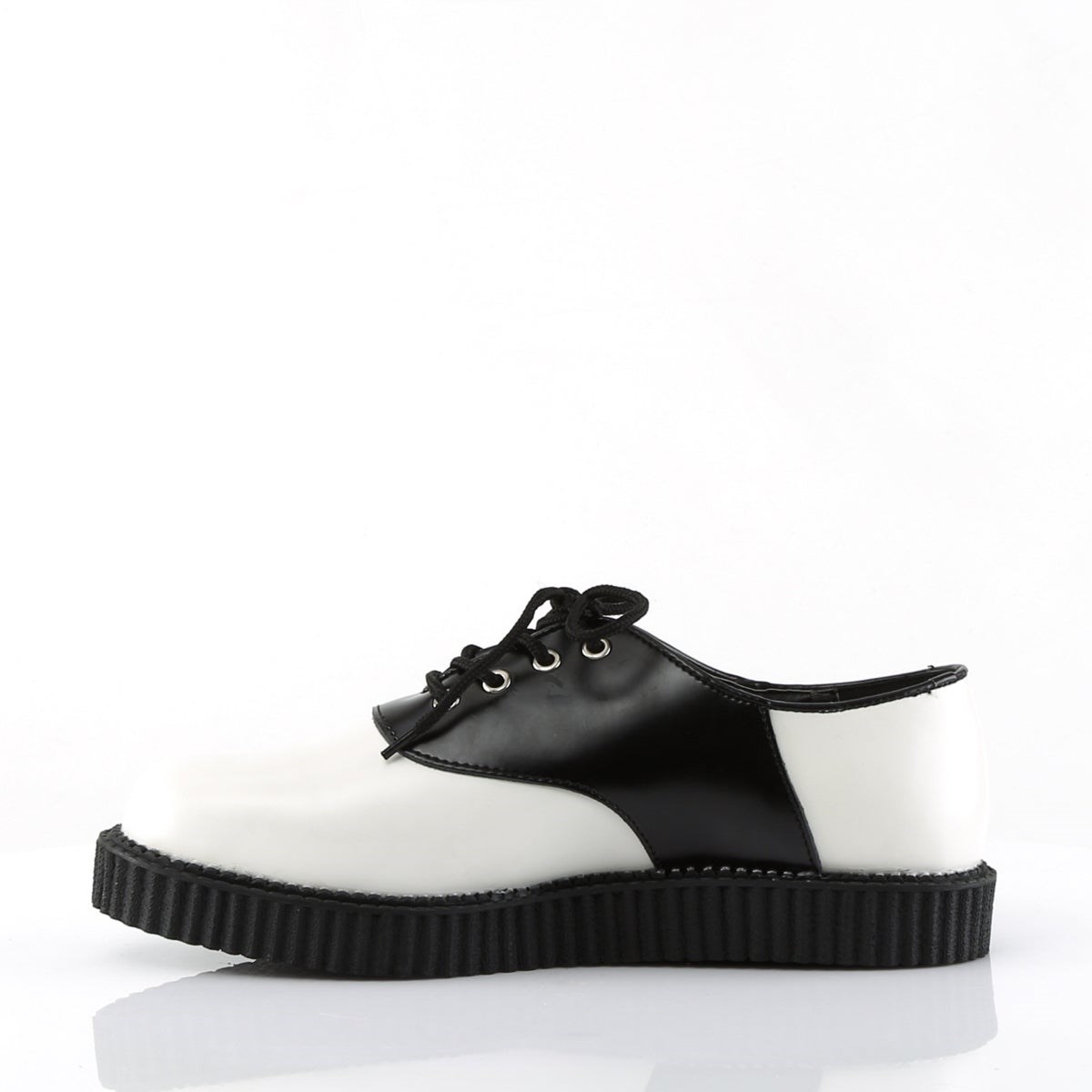 Sapatos Creepers Demonia Preço - Creeper-606 Couro Homem Branco Pretas