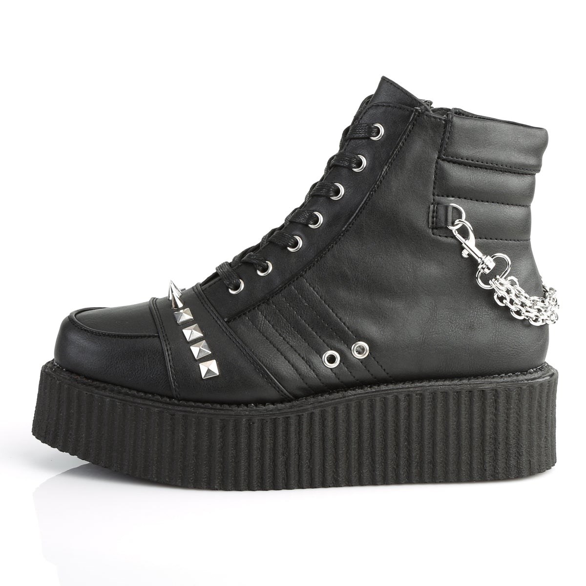 Sapatos Creepers Demonia Preço - Creeper-606 Couro Homem Branco Pretas